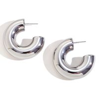 1 Pair Basic Simple Style Classic Style C Shape Plating Stainless Steel 18k Gold Plated Earrings sku image 1