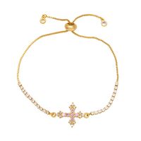 Fashion Simple Style Cross Copper Plating Inlay Zircon 18k Gold Plated Bracelets main image 2