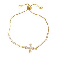 Fashion Simple Style Cross Copper Plating Inlay Zircon 18k Gold Plated Bracelets main image 8