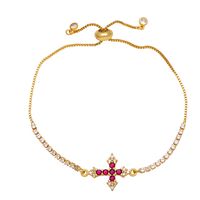 Fashion Simple Style Cross Copper Plating Inlay Zircon 18k Gold Plated Bracelets sku image 1