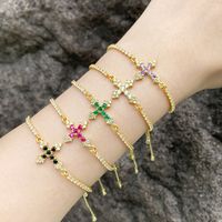 Fashion Simple Style Cross Copper Plating Inlay Zircon 18k Gold Plated Bracelets main image 1