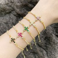 Fashion Simple Style Cross Copper Plating Inlay Zircon 18k Gold Plated Bracelets main image 9