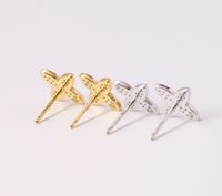 1 Pair Cute Sweet Flower Inlay Sterling Silver Zircon Gold Plated Ear Studs main image 6