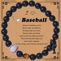 Sports Baseball Frosted Stone Tiger Eye Beaded Unisex Bracelets sku image 1