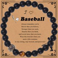 Sports Baseball Frosted Stone Tiger Eye Beaded Unisex Bracelets sku image 3