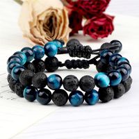 Casual Simple Style Round Volcanic Rock Tiger Eye Beaded Bracelets main image 1