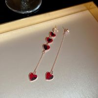 Wholesale Jewelry Simple Style Heart Shape Alloy Zircon Inlay Drop Earrings main image 4
