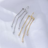 1 Pair Ig Style Simple Style Tassel Solid Color Tassel Plating Inlay Sterling Silver Zircon 14k Gold Plated Rhodium Plated Drop Earrings main image 1
