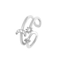 European And American Fashion Ladies Ring Three-layer Hollow Star Moon Ring Personalized Diamond Pentagram Opening Ring sku image 2