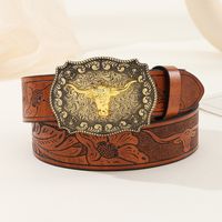 Hip-hop Streetwear Solid Color Pu Leather Alloy Unisex Leather Belts main image 1