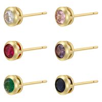 1 Pair Simple Style Classic Style Round Dots Colorful Plating Inlay Copper Zircon 18k Gold Plated Ear Studs main image 1