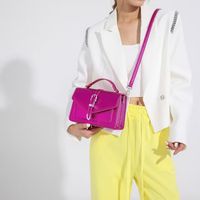 Women's Medium All Seasons Pu Leather Solid Color Basic Square Flip Cover Handbag main image 5