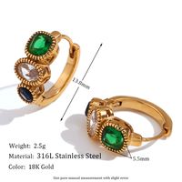 1 Pair Vintage Style Simple Style Classic Style C Shape Plating Inlay Stainless Steel Zircon 18k Gold Plated Ear Studs sku image 10