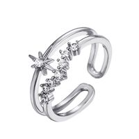European And American Fashion Ladies Ring Three-layer Hollow Star Moon Ring Personalized Diamond Pentagram Opening Ring sku image 13