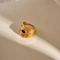 304 Stainless Steel 14K Gold Plated Hip-Hop Rock Modern Style Plating Inlay Oval Zircon Rings main image 3