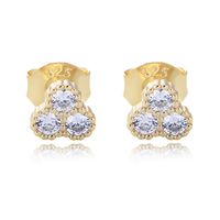 1 Pair Ig Style Simple Style Geometric Solid Color Plating Inlay Sterling Silver Zircon 14k Gold Plated Rhodium Plated Ear Studs main image 4