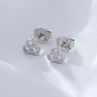 1 Pair Ig Style Simple Style Geometric Solid Color Plating Inlay Sterling Silver Zircon 14k Gold Plated Rhodium Plated Ear Studs main image 5