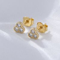 1 Pair Ig Style Simple Style Geometric Solid Color Plating Inlay Sterling Silver Zircon 14k Gold Plated Rhodium Plated Ear Studs main image 1