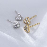 1 Pair Ig Style Simple Style Geometric Solid Color Plating Inlay Sterling Silver Zircon 14k Gold Plated Rhodium Plated Ear Studs main image 6