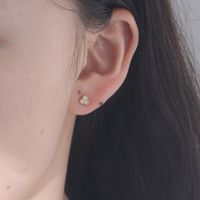 1 Pair Ig Style Simple Style Geometric Solid Color Plating Inlay Sterling Silver Zircon 14k Gold Plated Rhodium Plated Ear Studs main image 2