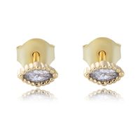 1 Pair Ig Style Simple Style Oval Solid Color Plating Inlay Sterling Silver Zircon 14k Gold Plated Rhodium Plated Ear Studs main image 4
