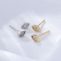 1 Pair Ig Style Simple Style Oval Solid Color Plating Inlay Sterling Silver Zircon 14k Gold Plated Rhodium Plated Ear Studs main image 5