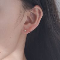 1 Pair Ig Style Simple Style Oval Solid Color Plating Inlay Sterling Silver Zircon 14k Gold Plated Rhodium Plated Ear Studs main image 2