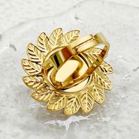 304 Stainless Steel Gold Plated Elegant Retro British Style Plating Inlay Flower Artificial Gemstones Open Rings main image 3