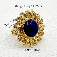 304 Stainless Steel Gold Plated Elegant Retro British Style Plating Inlay Flower Artificial Gemstones Open Rings main image 2