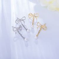 1 Pair Ig Style Cute Sweet Bow Knot Plating Sterling Silver 14k Gold Plated Rhodium Plated Drop Earrings main image 5