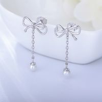 1 Pair Ig Style Cute Sweet Bow Knot Plating Sterling Silver 14k Gold Plated Rhodium Plated Drop Earrings sku image 2