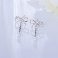 1 Pair Ig Style Cute Sweet Bow Knot Plating Sterling Silver 14k Gold Plated Rhodium Plated Drop Earrings main image 6
