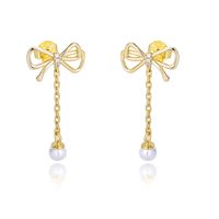 1 Pair Ig Style Cute Sweet Bow Knot Plating Sterling Silver 14k Gold Plated Rhodium Plated Drop Earrings main image 4