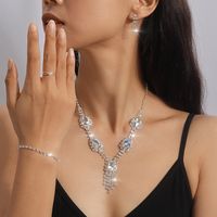 Shiny Water Droplets Zinc Alloy Inlay Glass Women's Jewelry Set sku image 3