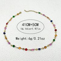 304 Stainless Steel Gold Plated Elegant Princess Plating Colorful Crystal Necklace main image 2