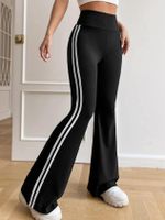 Casual Fitness Sports Solid Color Nylon Spandex Side Stripe Active Bottoms Flared Pants main image 4