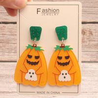 1 Pair Exaggerated Funny Pumpkin Asymmetrical Lacquer Painting Arylic sku image 2