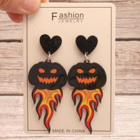 1 Pair Exaggerated Funny Pumpkin Asymmetrical Lacquer Painting Arylic sku image 1