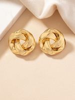 1 Pair Casual Simple Style Solid Color Twist Ferroalloy 14k Gold Plated Ear Studs main image 4