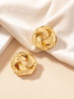 1 Pair Casual Simple Style Solid Color Twist Ferroalloy 14k Gold Plated Ear Studs main image 9