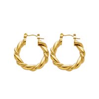1 Piece Vintage Style Simple Style Twist Plating Stainless Steel Gold Plated Hoop Earrings main image 2