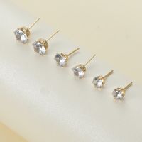 3 Pairs Cute Simple Style Round Star Inlay Alloy Rhinestones Ear Studs main image 5