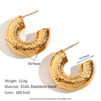 1 Pair Vintage Style Simple Style Classic Style C Shape Plating Inlay Stainless Steel Zircon 18k Gold Plated Ear Studs sku image 17