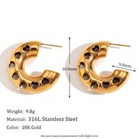 1 Pair Vintage Style Simple Style Classic Style C Shape Plating Inlay Stainless Steel Zircon 18k Gold Plated Ear Studs sku image 14