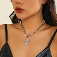 Punk Simple Style Cool Style Cross Ccb Alloy Beaded Women's Pendant Necklace main image 1