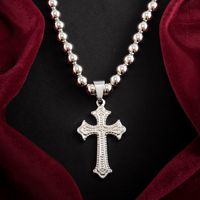 Punk Simple Style Cool Style Cross Ccb Alloy Beaded Women's Pendant Necklace main image 4