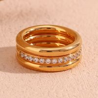 Wholesale Simple Style Classic Style Round Stainless Steel Plating Inlay 18k Gold Plated Rhinestones Rings main image 4