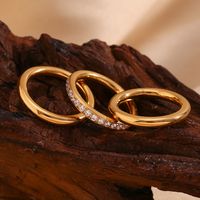 Wholesale Simple Style Classic Style Round Stainless Steel Plating Inlay 18k Gold Plated Rhinestones Rings main image 1