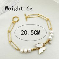 Simple Style Butterfly 304 Stainless Steel Gold Plated Pearl Shell Zircon Bracelets In Bulk main image 2