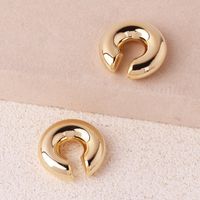 1 Pair Ig Style Simple Style Solid Color Plating Copper 18k Gold Plated Ear Cuffs sku image 1